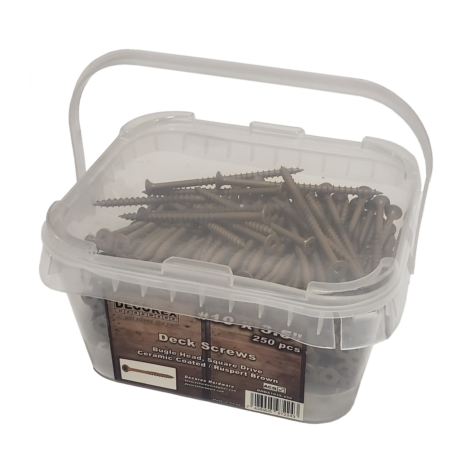 #10 x 3 1/2″ Deck Screws | Square Drive | Bugle Head | Brown Ruspert | 250pcsBOX