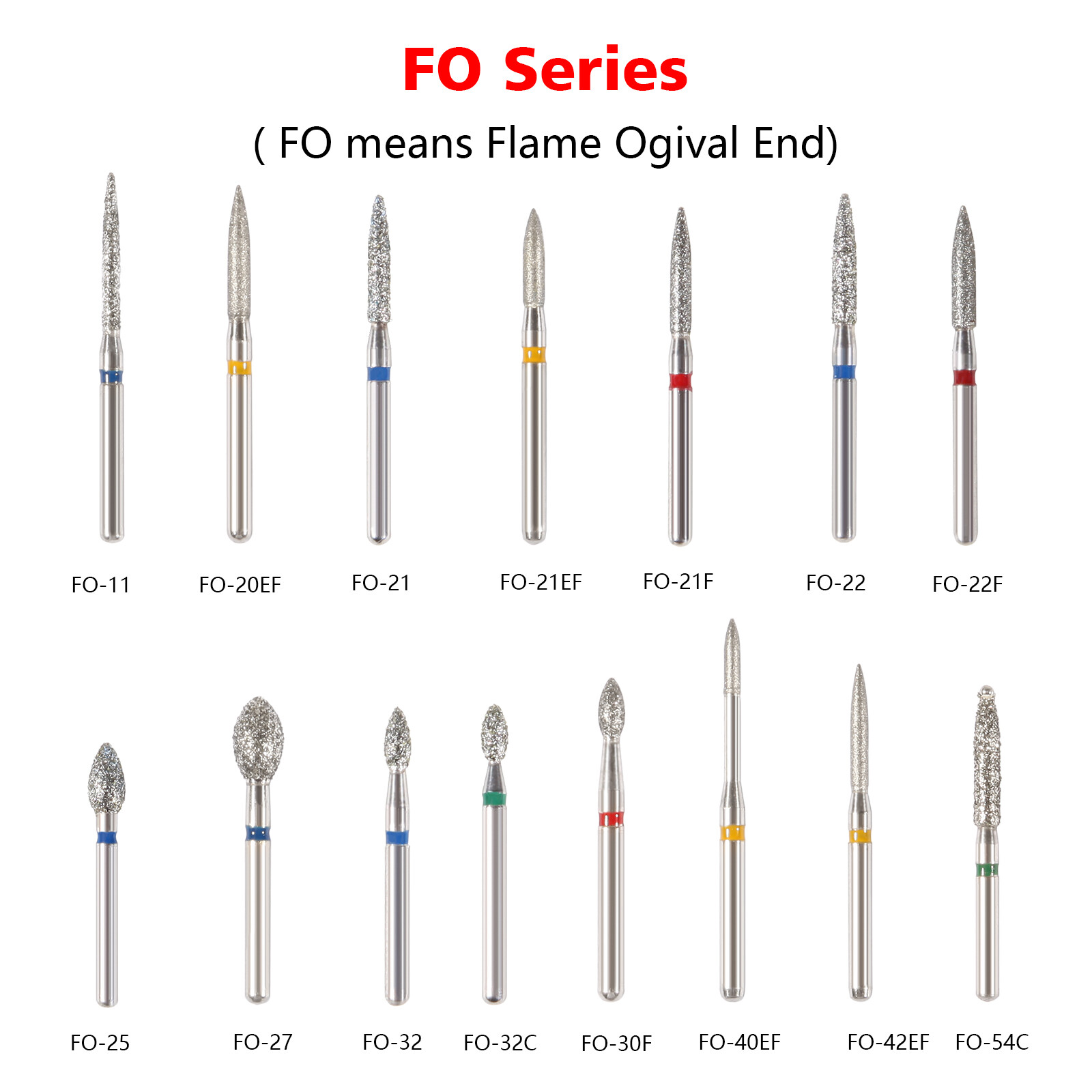 100pcs SANDENT Dental Diamond Burs For High Speed Handpiece Friction Grip 1.6mm