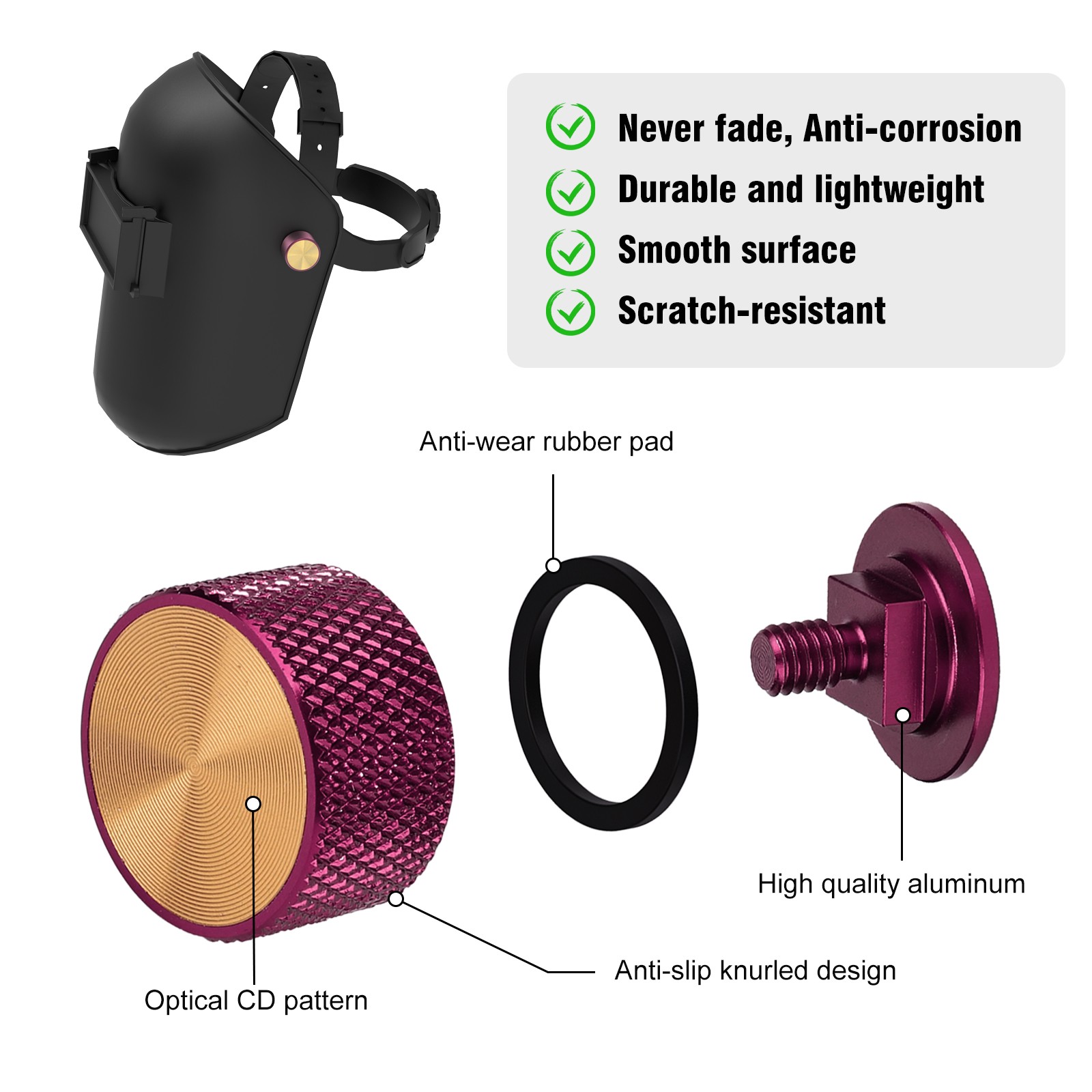 ​Upgrade 2-Pack Red Aluminum Welding Helmet Fasteners – Lightweight & Durable​