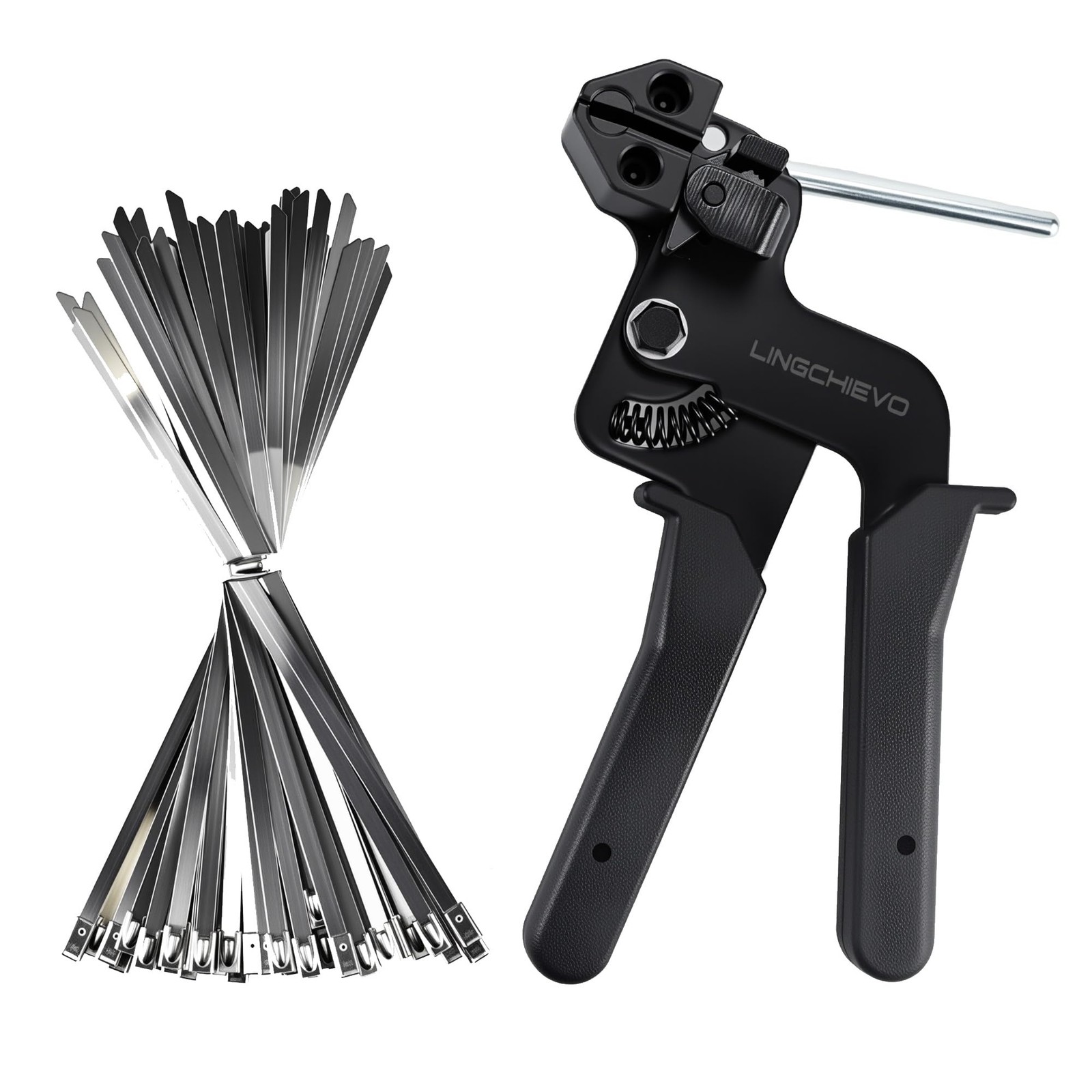Heavy Duty Metal Zip Tie Gun Tool with 100 PCS 11.7 Stainless Steel Cable Ties