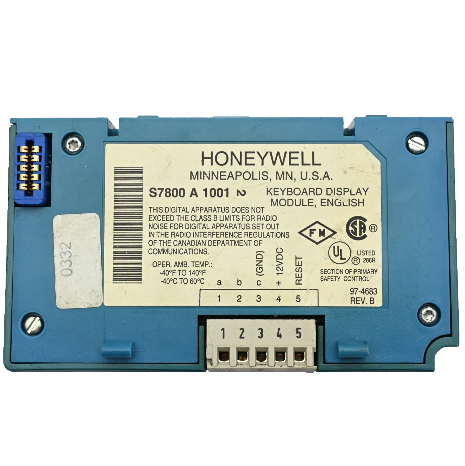 Honeywell S7800A-1001 S7800A1001 Keyboard Display Module