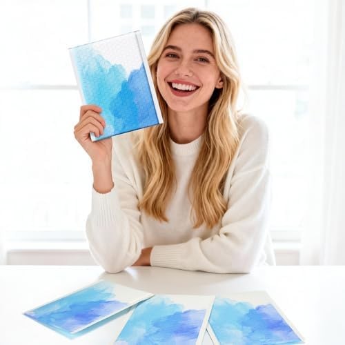 Fuxury Bubble Mailers 6×10″ Blue Watercolor Small Padded Envelopes 100 Pack U…