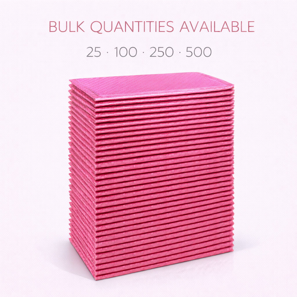6.5×10 Metallic Hot Pink Poly Bubble Mailers Padded Self Seal Shipping Bulk