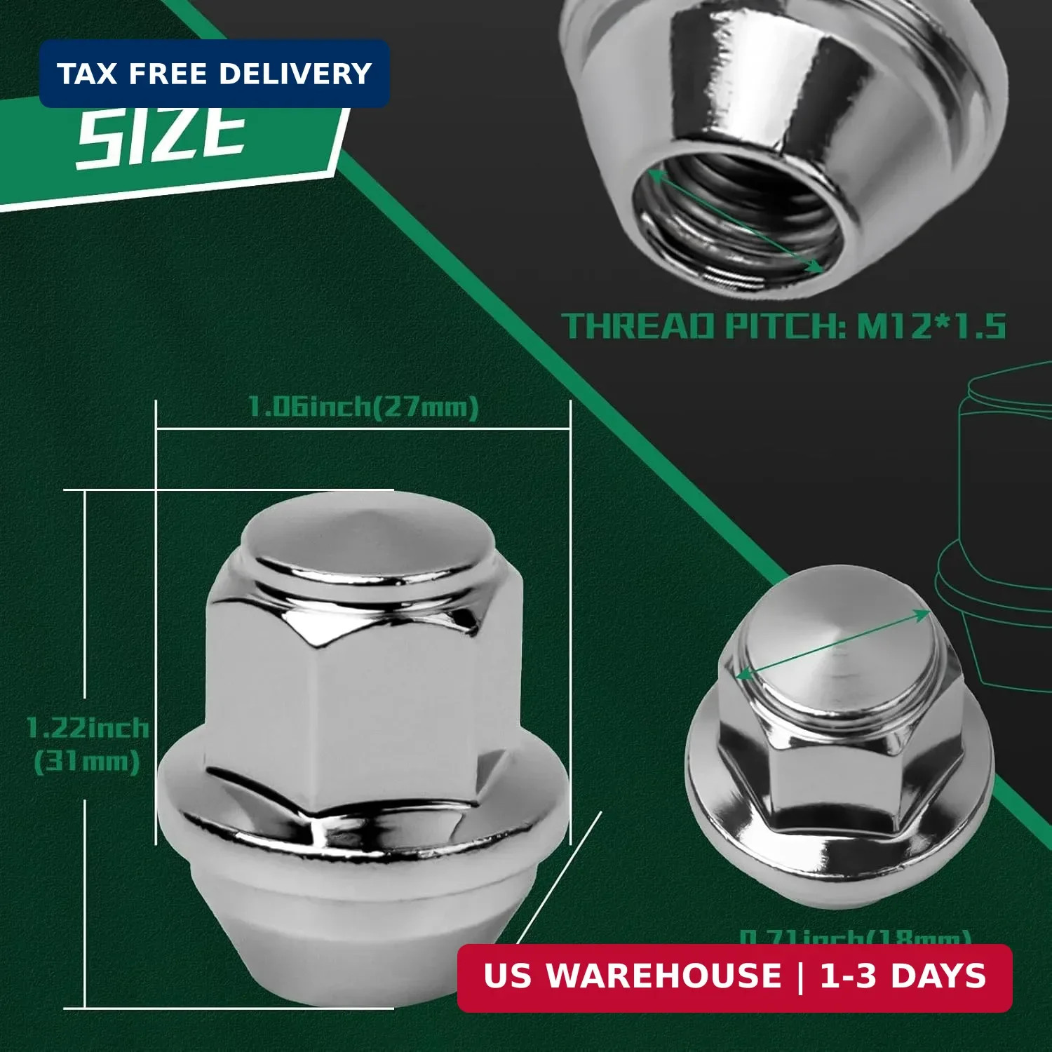 M12*1.5 Wheel Lug Nut 20PCS Compatible with for 2009-2023 Ford