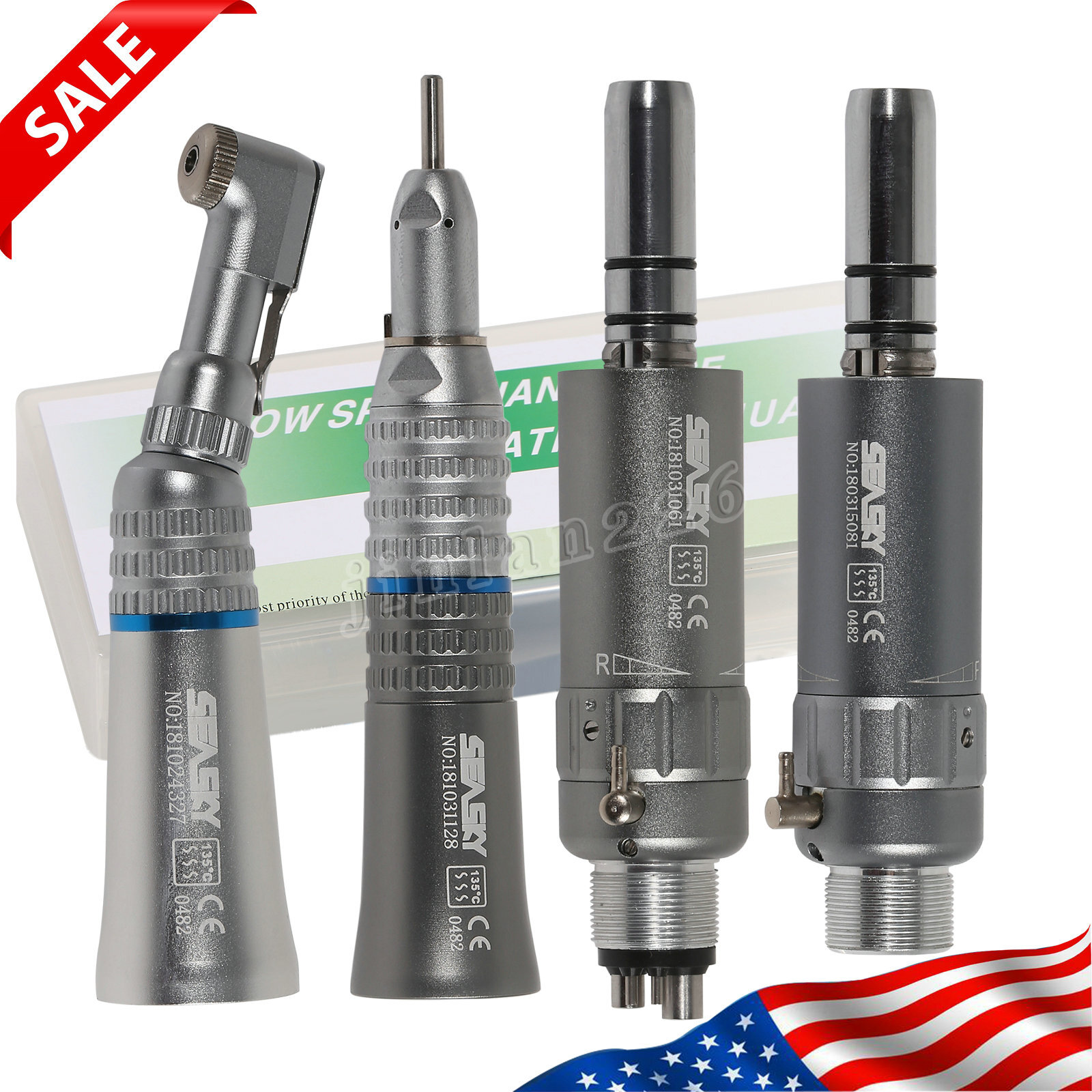 Dental Low Slow Speed Handpiece E-type Contra Angle Micro Air Motor 2/4 Hole 1:1