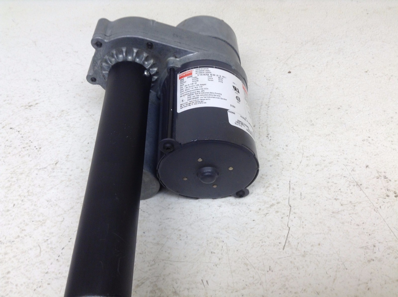 Dayton 2H500 Linear Actuator 115 VAC 1.5 A 7 In/Min 600 lbs Thrust