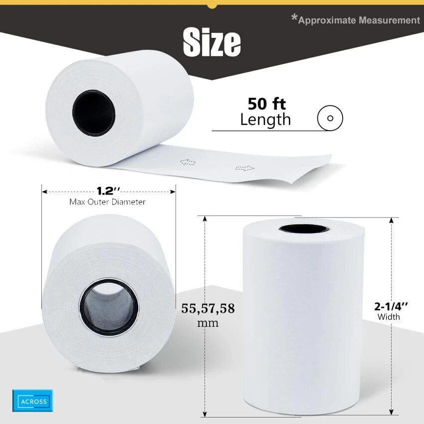 2 1/4 x 50 thermal paper 50 rolls VeriFone VX680 VX520 Thermal Receipt Paper