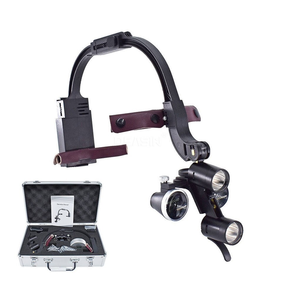 3.5X Dental Surgical Headband Binocular Loupes with 5W LED Head Light 2 Leds USA