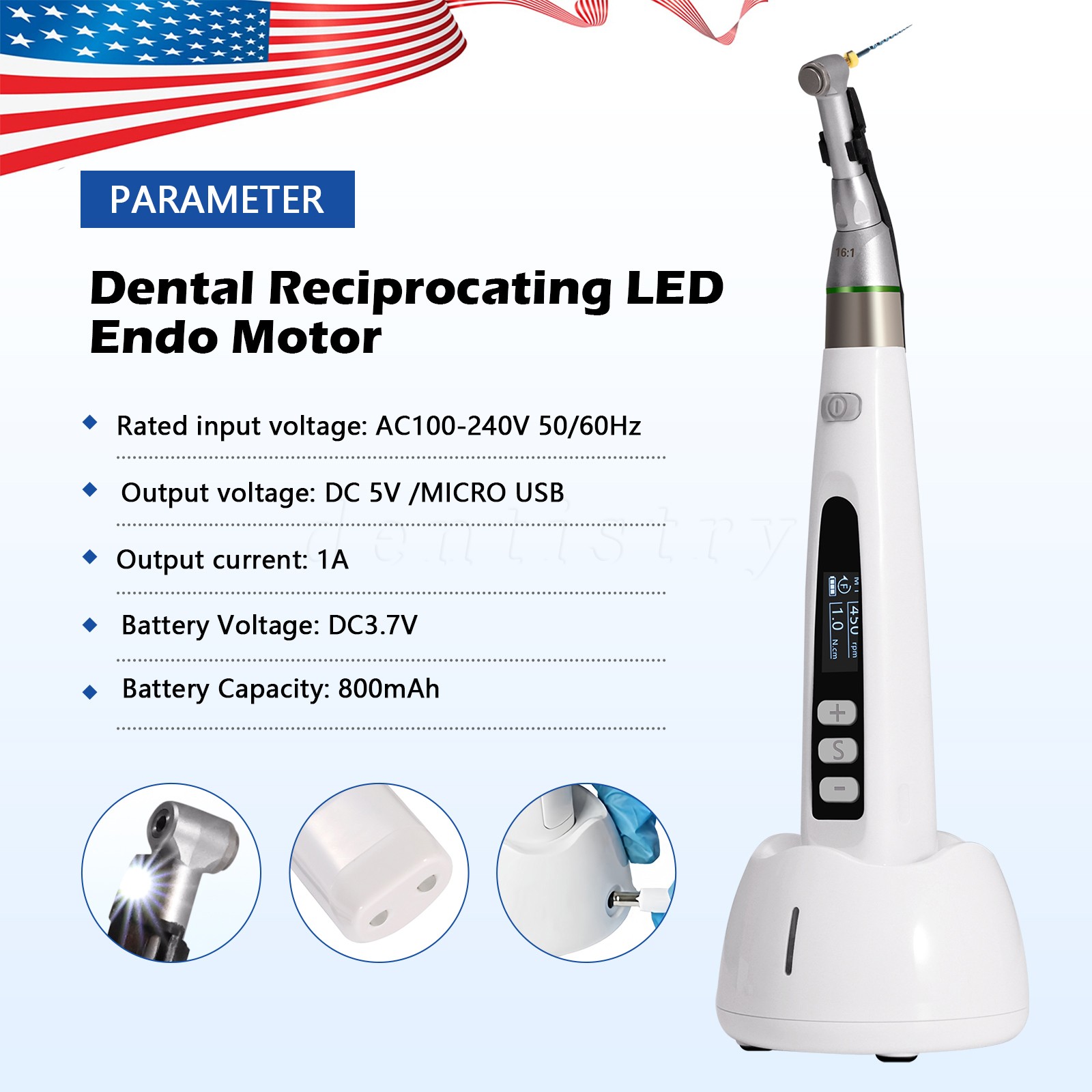 Dental Lab MARATHON Electric Micromotor Polisher+Contra Angle Straight Handpiece