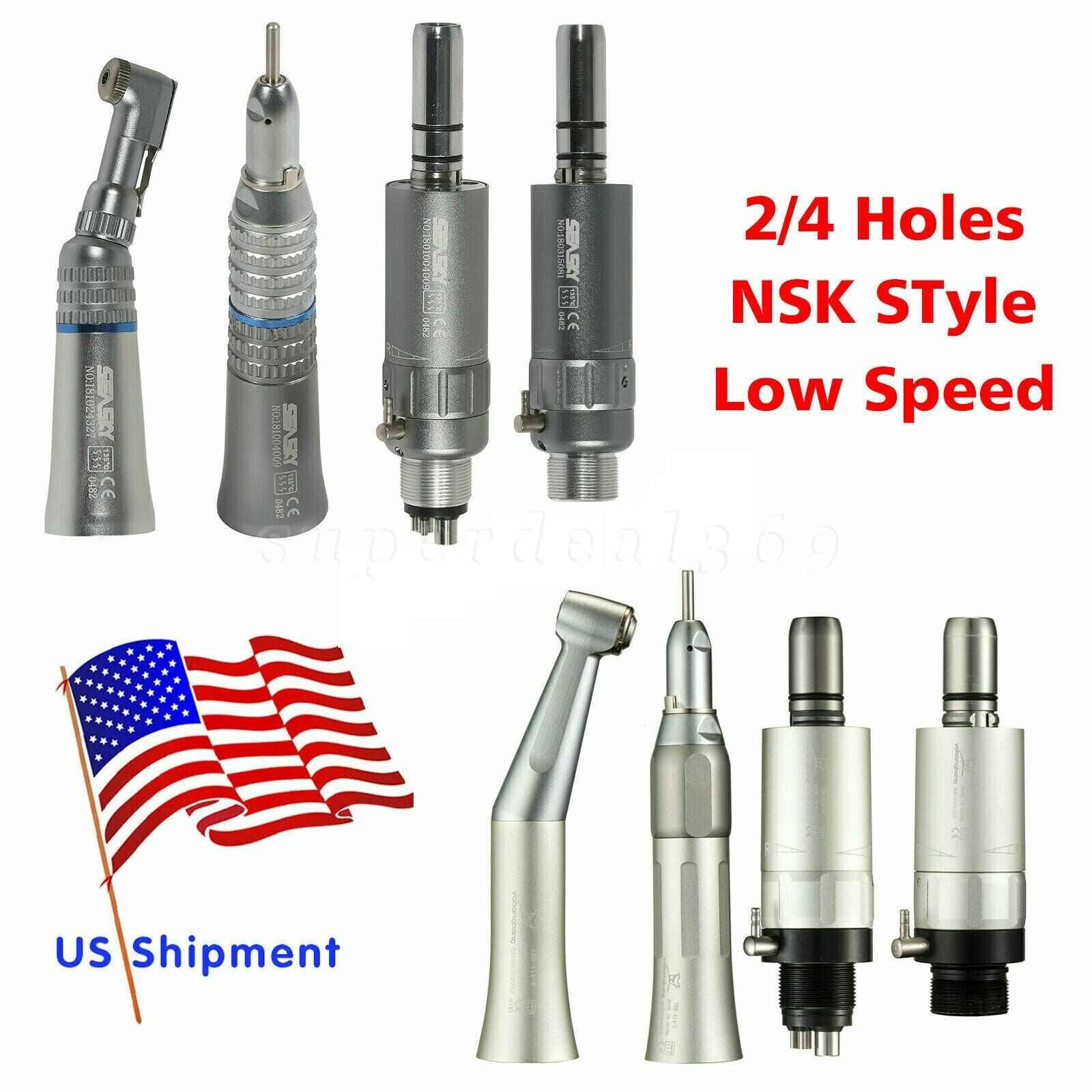 NSK Style Dental Slow Low Speed Push /Latch Contra Angle Straight Air Motor 2/4H