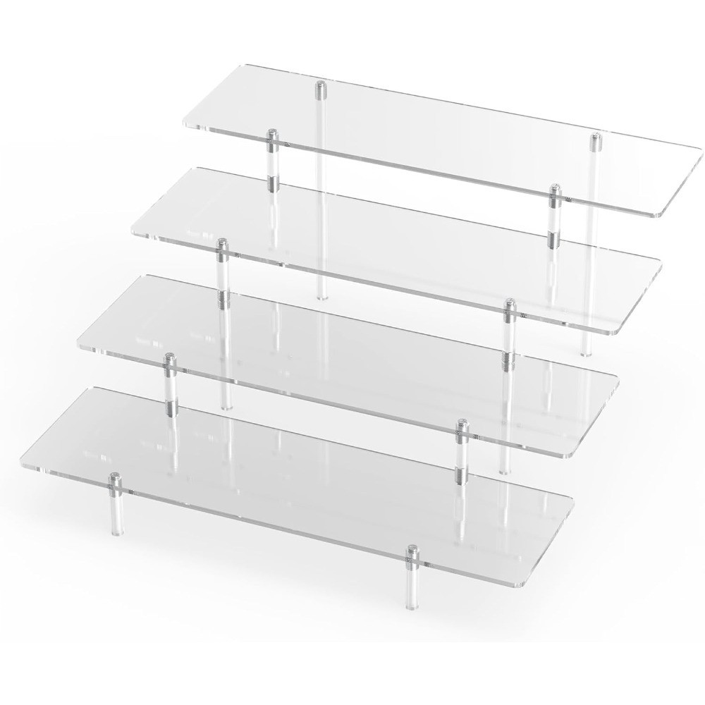 Clear Acrylic Display Riser Stand 4 Tier Shelf for Cupcake Perfume Figures Toys