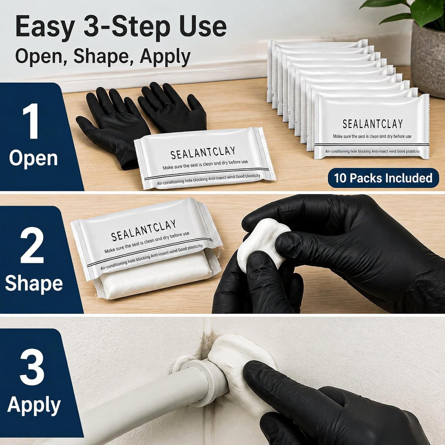 Waterproof Sealant Clay Moldable Plumber Putty Wall Repair Kit 10 Pcs