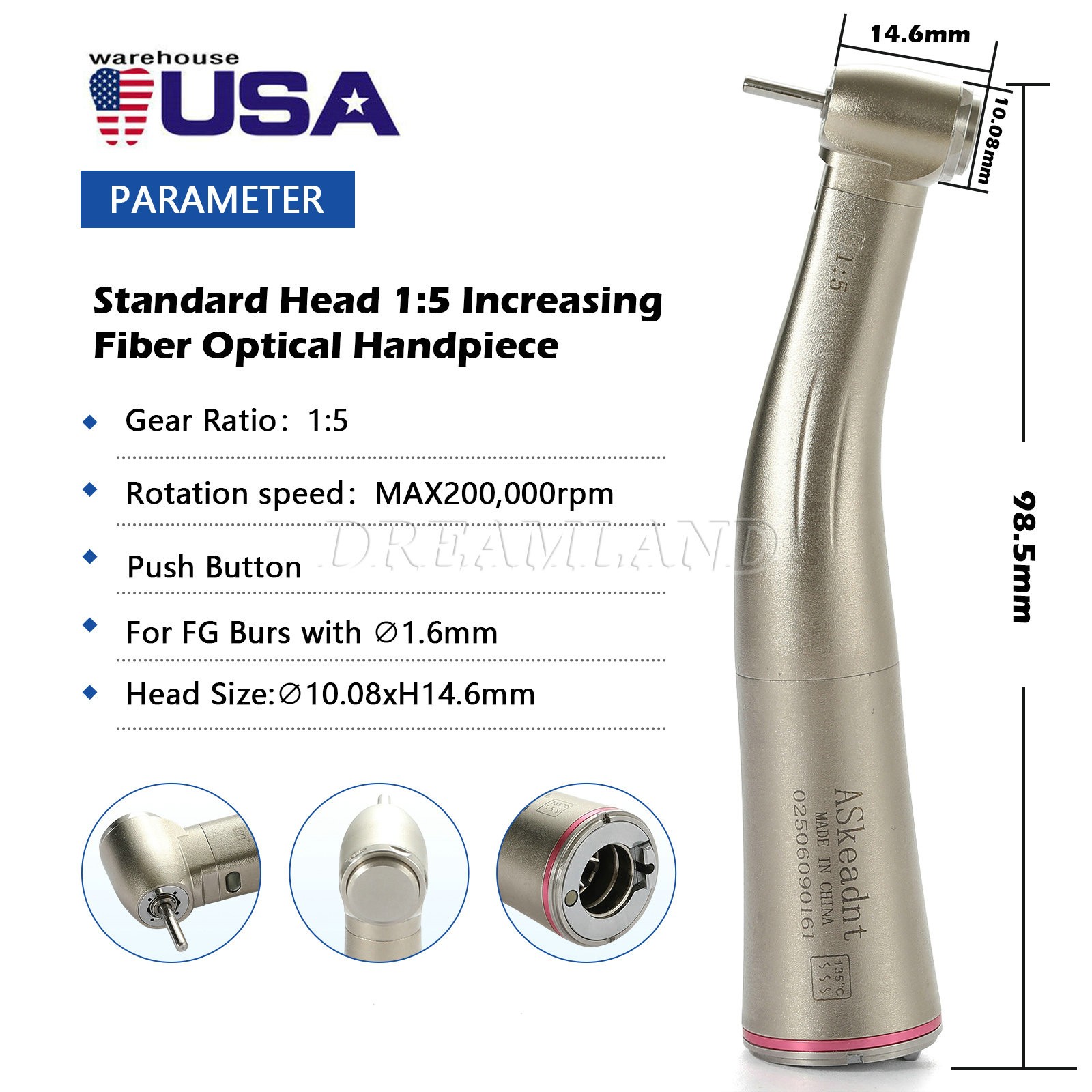 KaVo Style Dental High Speed Handpiece Push Button with 4Holes Quick Coupler GB4