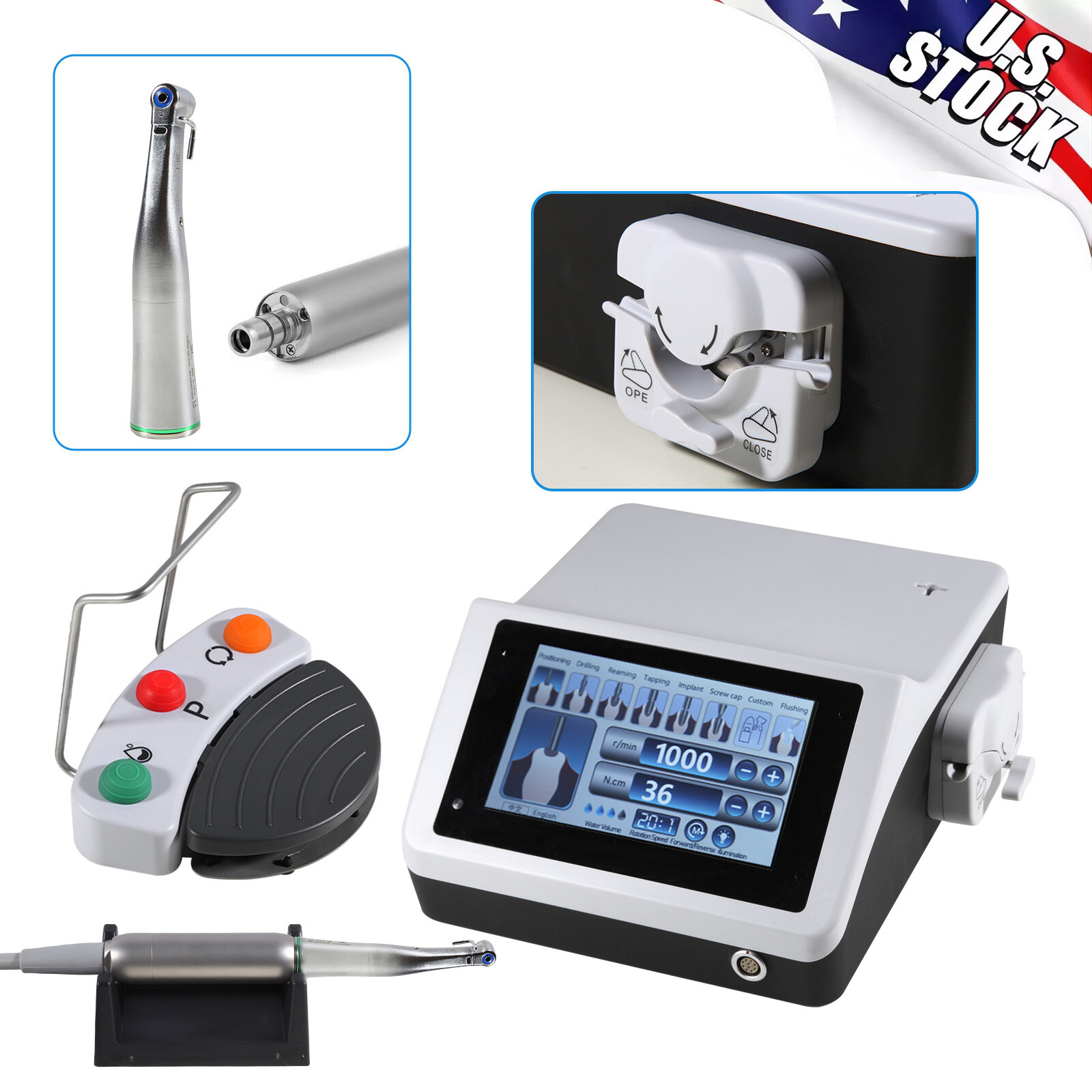 Dental Implant System LED Brushless Motor +20:1 Fiber Handpiece 5.0-60N.cm