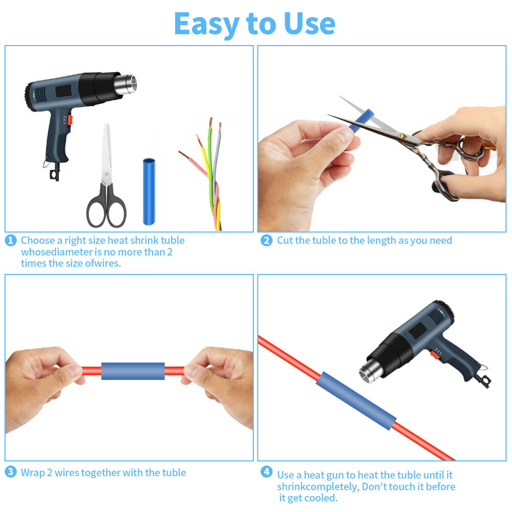560Pcs HEAT SHRINK TUBING Insulation Shrinkable Tube 2:1 Wire Cable Sleeve W BOX