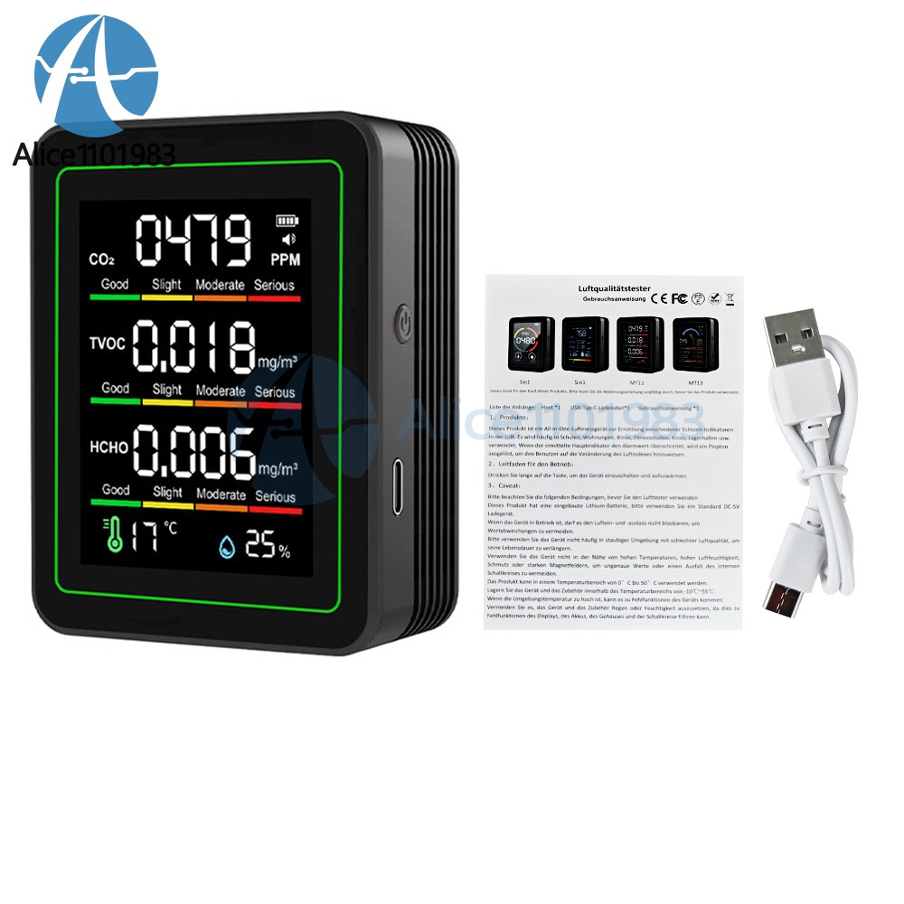 10in1 18in1 Air Quality Detector PM2.5 10 PM HCHO TVOC CO2 Formaldehyde Monitor