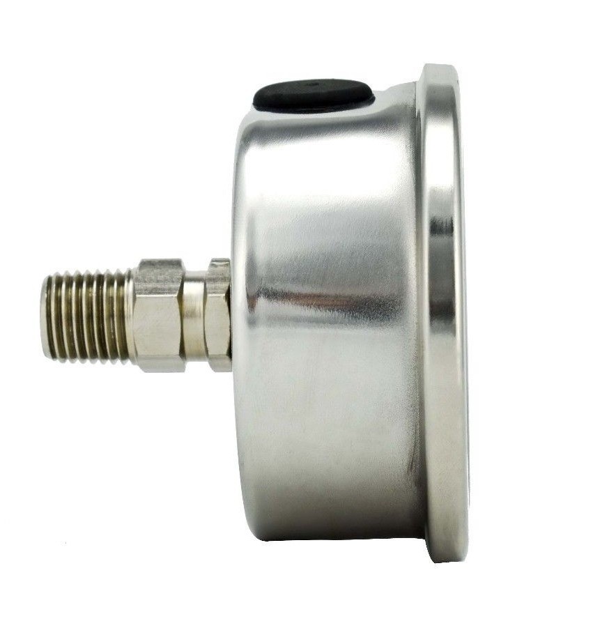 2″ Vacuum Gauge, Stainless Steel Case, Liquid Filled, Back Mnt, -30 Hg/0 Psi