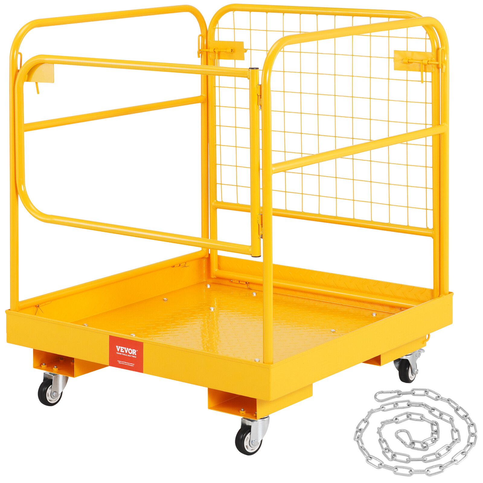 VEVOR 36″x36″ Forklift Safety Cage Work Platform 1200lbs w/Wheels for Aerial