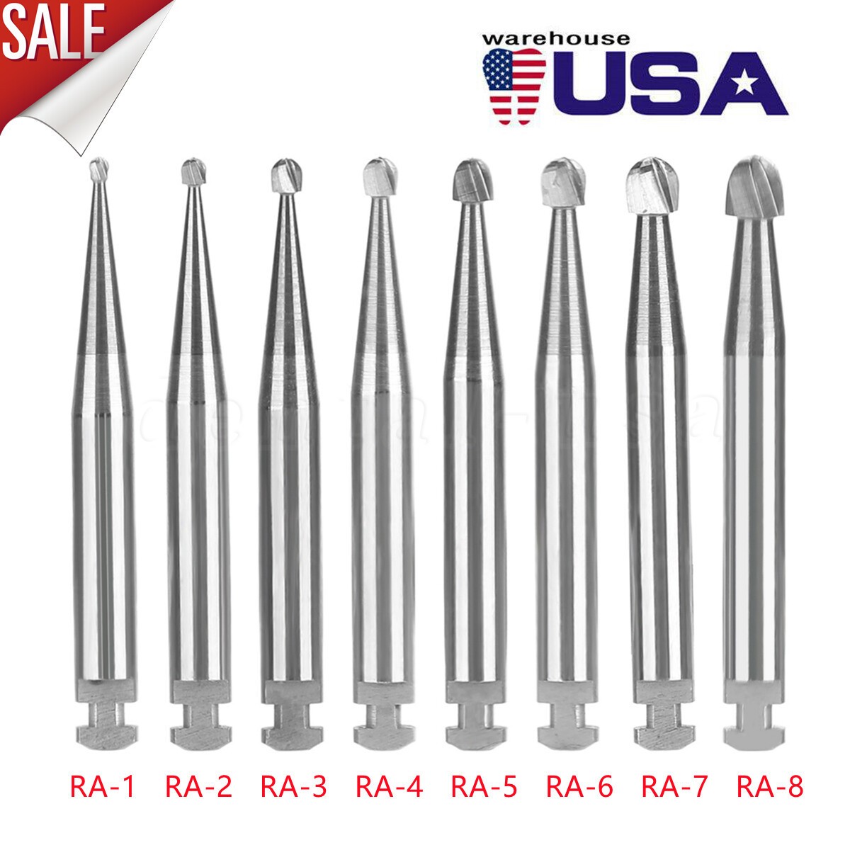 Dental Round Carbide Bur for Slow Speed Latch Type RA 1# -RA 8# Burs 22.5mm