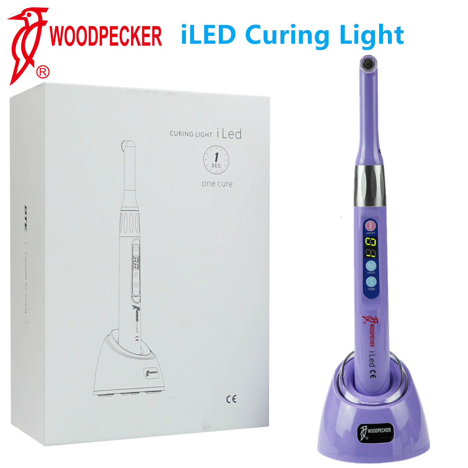100% Woodpecker Dental iLED Curing Light Lamp Wireless 1Sec Resin Cure 2500MW