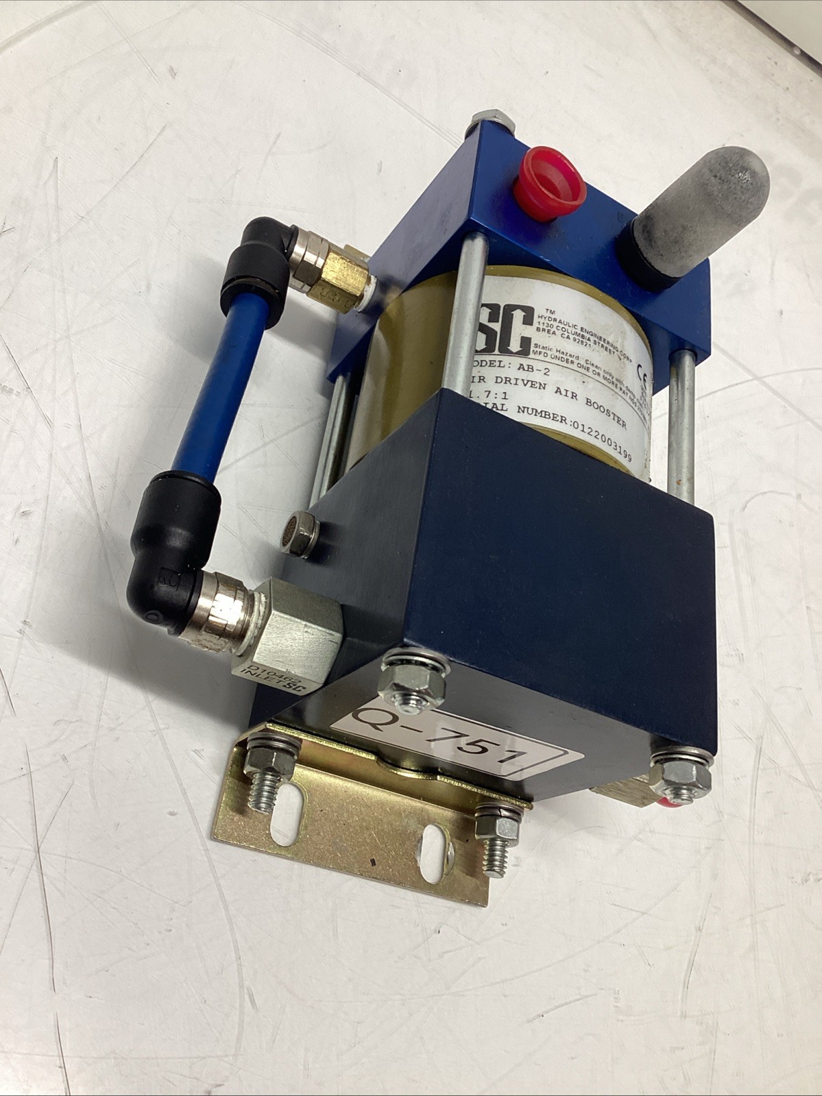 SC Hydraulic AB-2 Air Driven Air Booster 1.7:1 Ratio USA Q-751