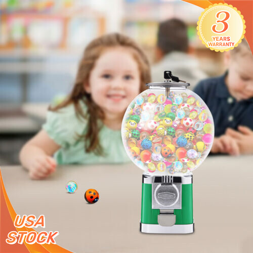Gumball Machine With Coin Bank – Green Vintage Bubble Gum Candy Dispenser USA