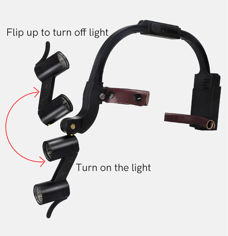 Dual LED Dental 5W Headband Head Light with 3.5X Binocular Loupes 2 Batteries US