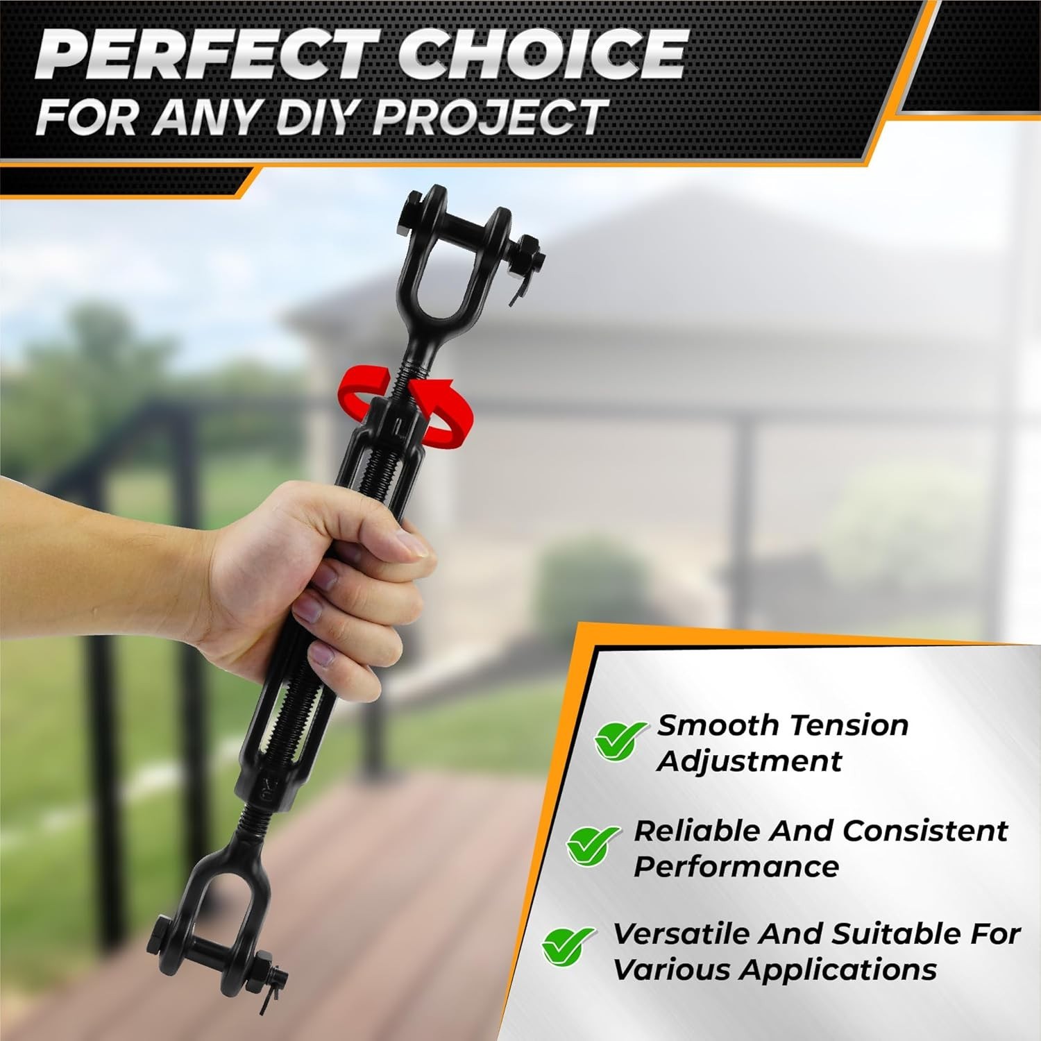 Versatile 5/8”x15” Turnbuckle with 3500 lbs Capacity for Indoor and Outdoor Use