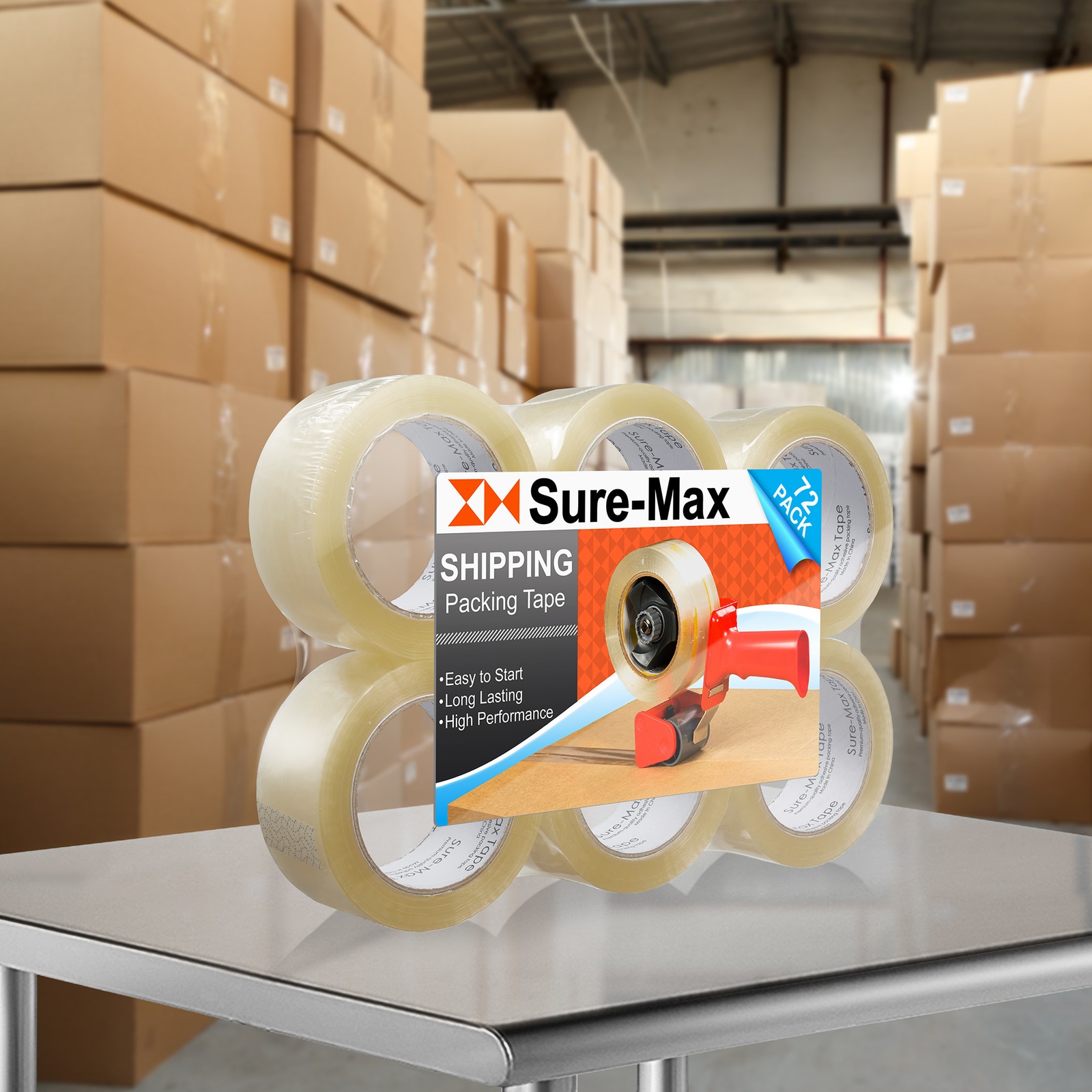 72 Rolls Carton Sealing Clear Packing Tape Box Shipping- 1.8 mil 2″ x 110 Yards