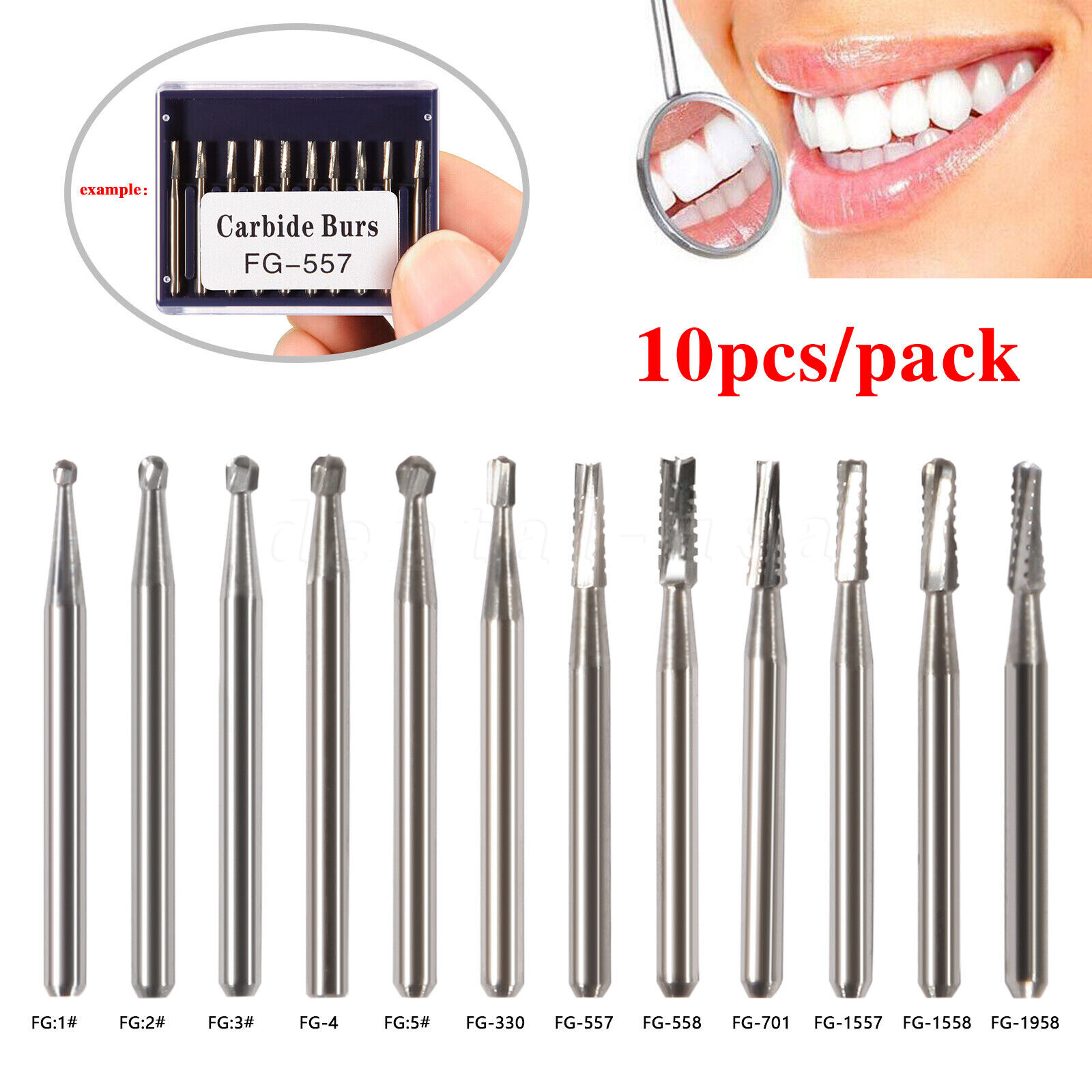10-100pcs Dental FG Fresas de carburo tungsteno for Alta Velocidad pieza de mano