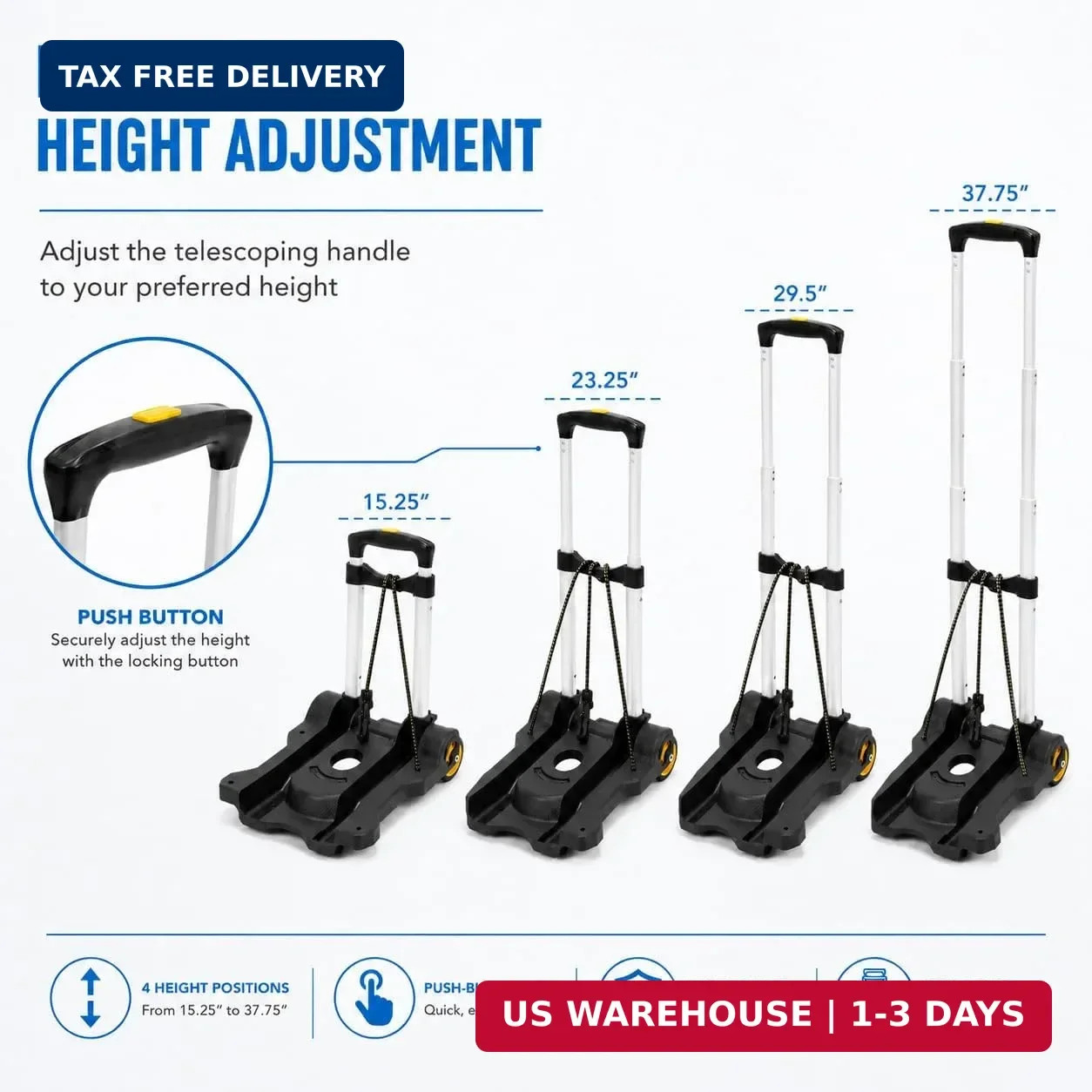 Mount-It! Folding Luggage Cart with Wheels, Foldable Hand Truck Dolly Carries 77
