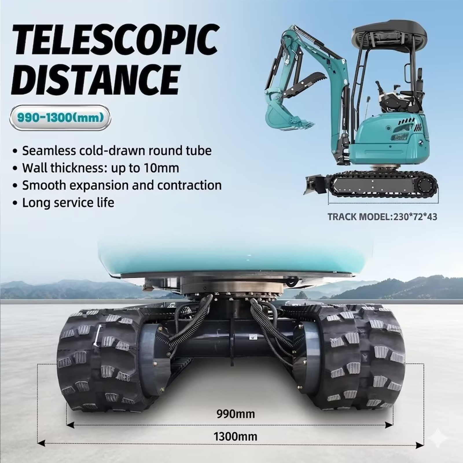 2.5 Ton Mini Excavator Kubota D902 Diesel EPA Expandable Tracks Side Swing