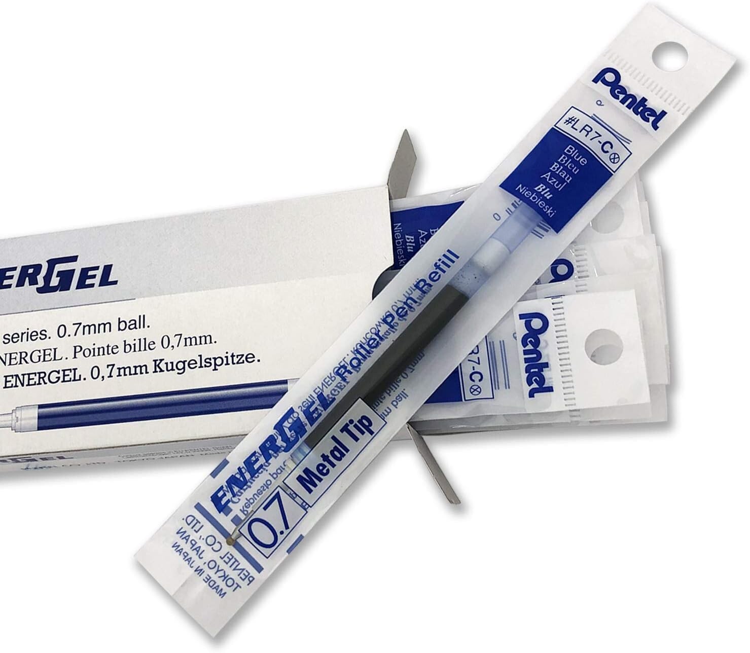 Pentel Refill Ink for EnerGel Liquid Gel Pen, 0.7mm, Blue Ink, Box of 12