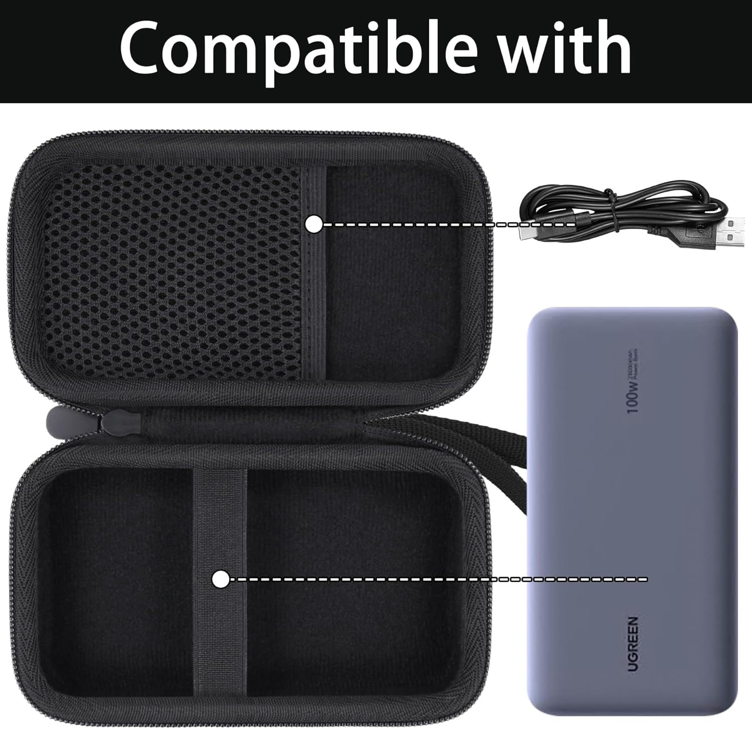 [Case Only] Power Bank Built-In USB-C Cable Anker Power Bank Case