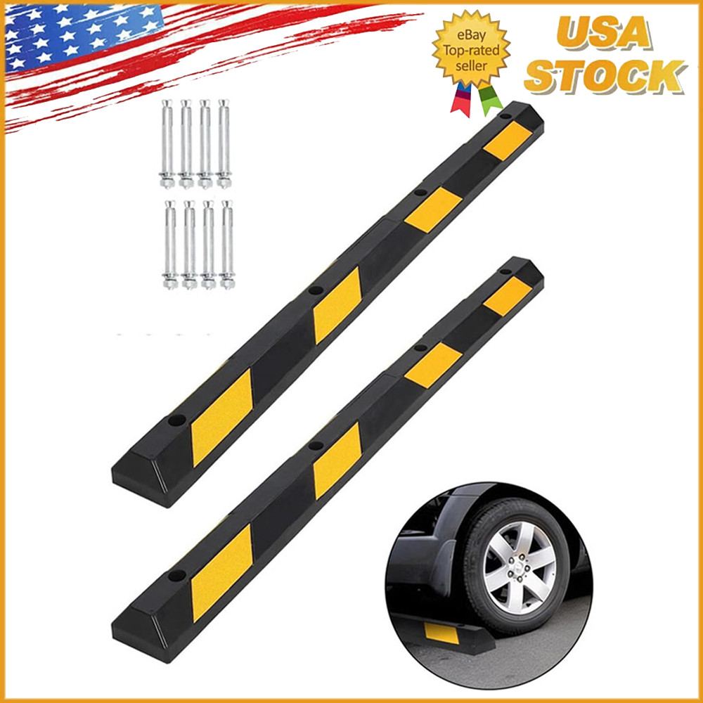 2 PCS 72″ Rubber Parking Curb Heavy Duty Parking Lot Stopper Truck Floor Stopper