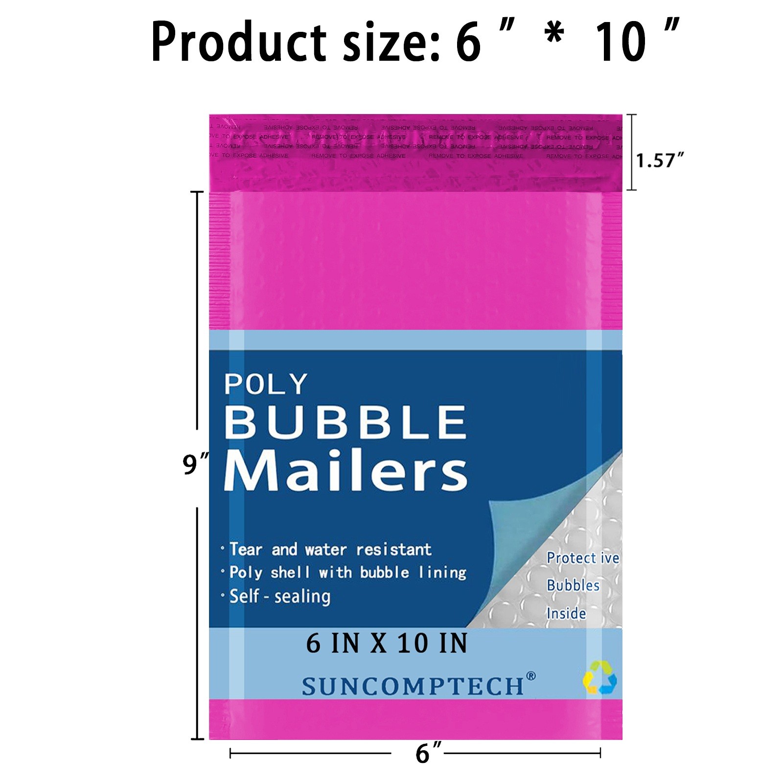 250 #0 6×10 Color Economy Poly Bubble Padded Envelopes Mailers Bag PINK
