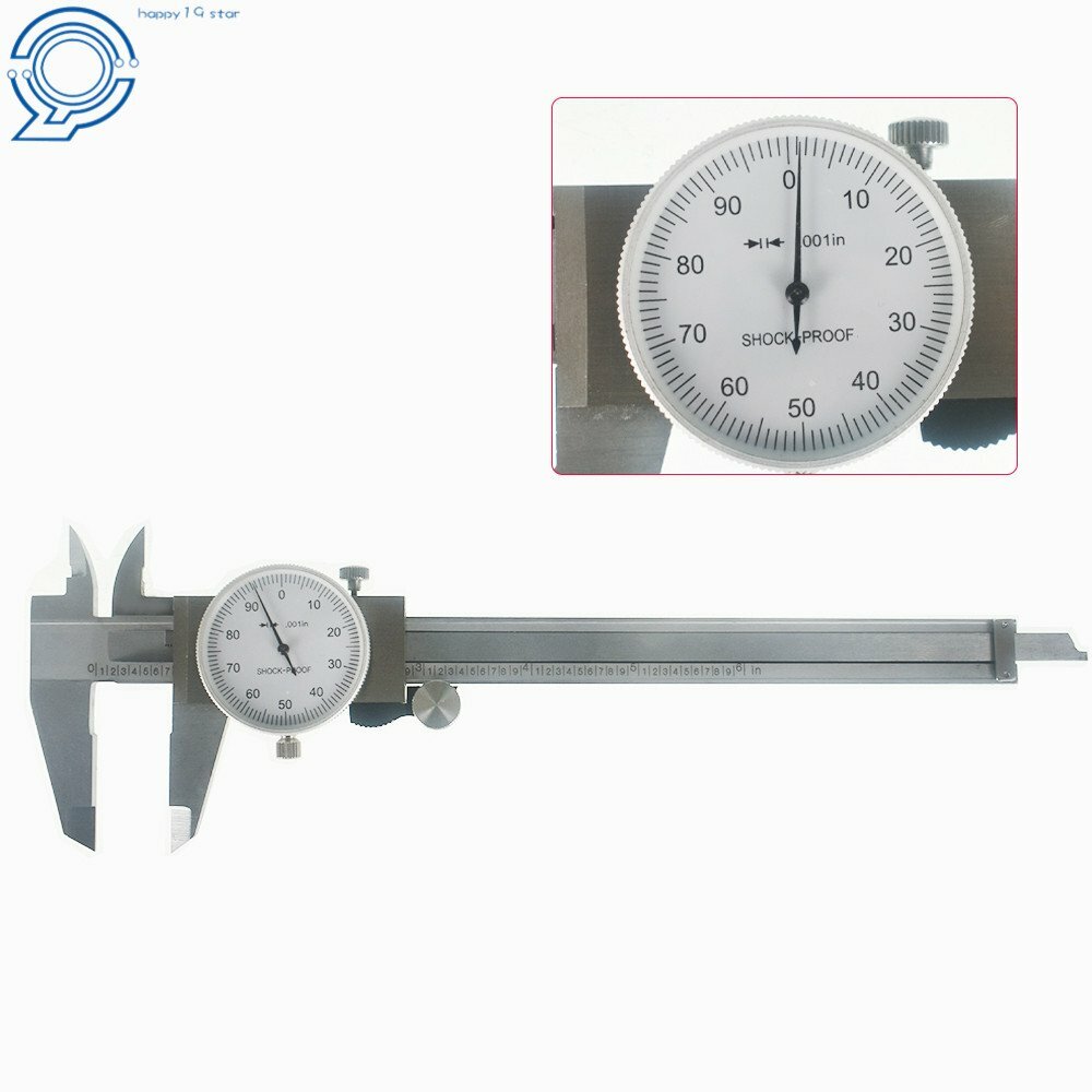6 Inch Dial Caliper Stainless Steel Shockproof Gauge 0.001″ Of One Inch.
