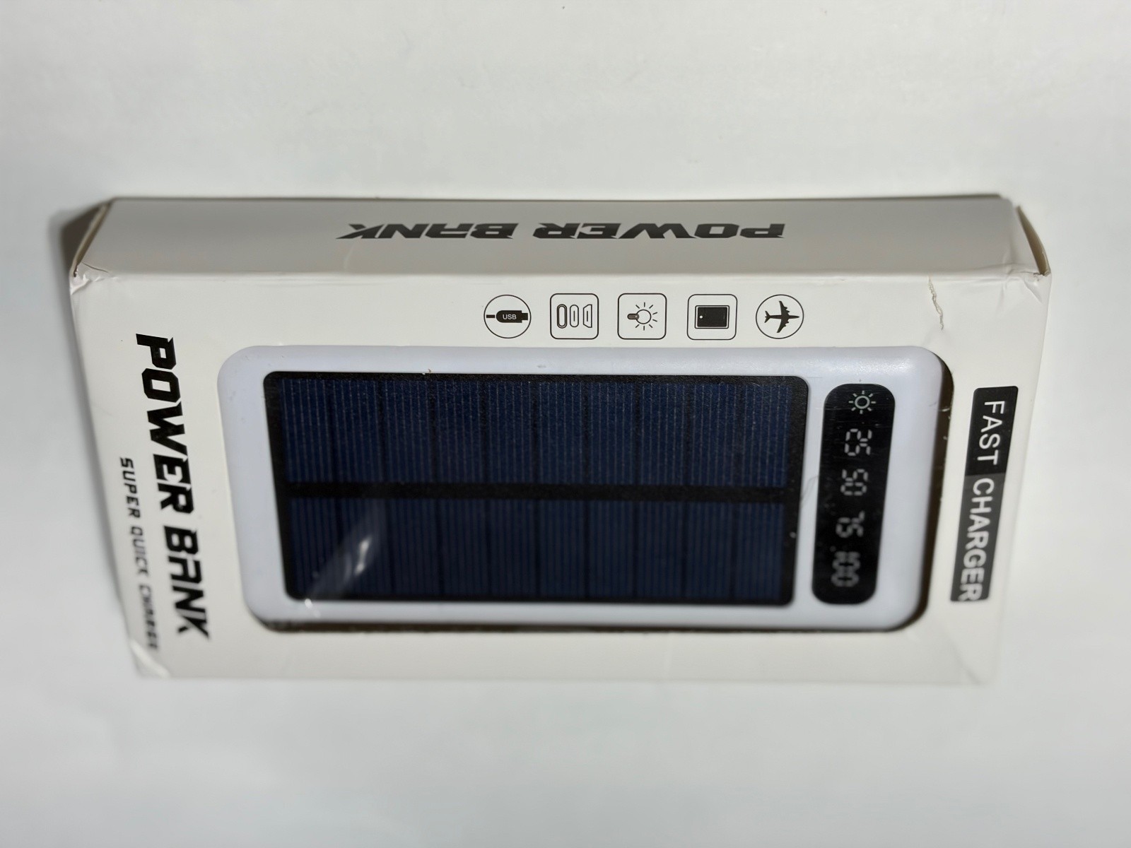 Solar Power Bank Portable USB External Battery Charger with LCD Display