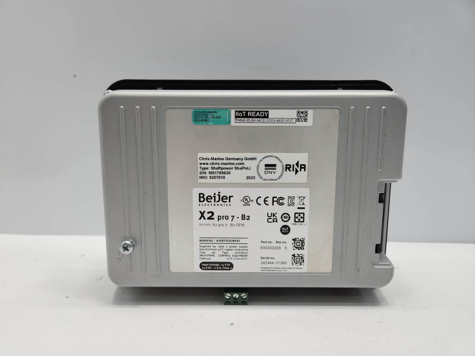 BEIJER ELECTRONICS X2 PRO 7-B2 HMI PANEL 630003205 REV 5