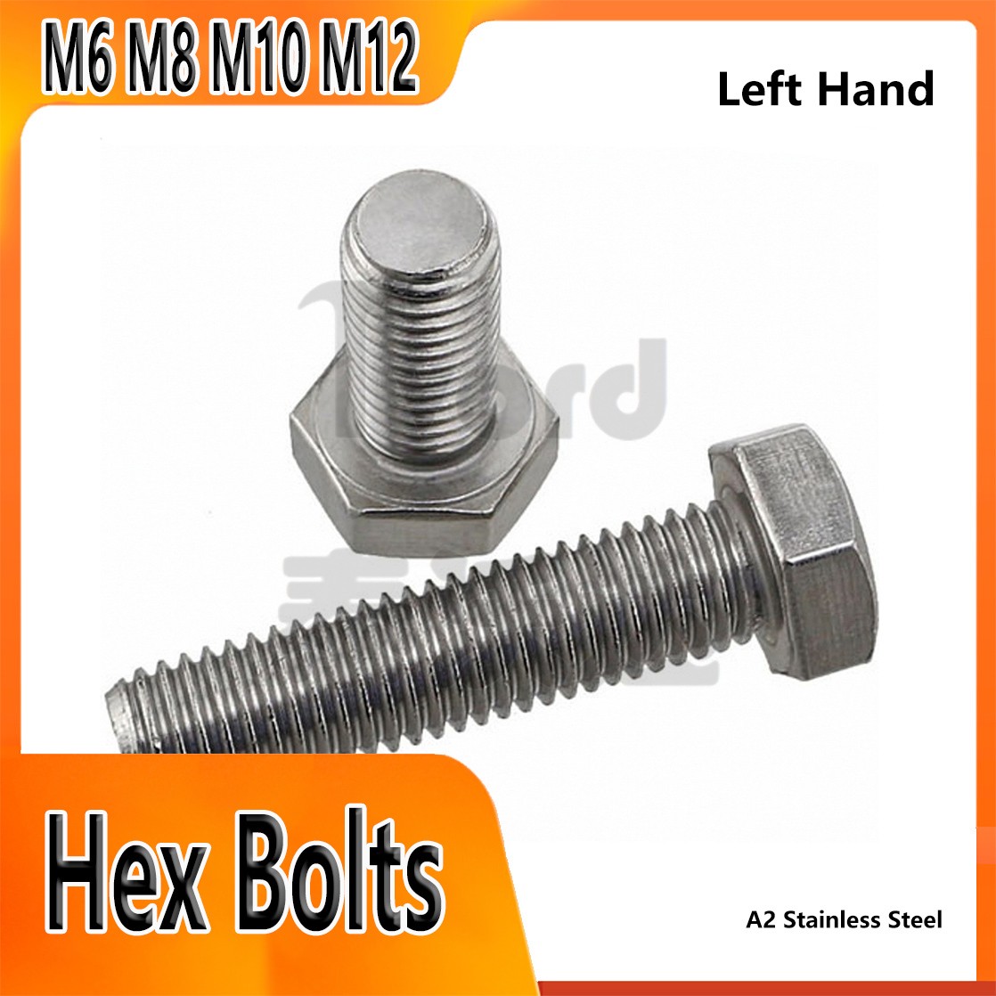 M6 M8 M10 M12 Hex Tap Bolts Left Hand Threaded Hex Head Cap Screws A2 Stainless