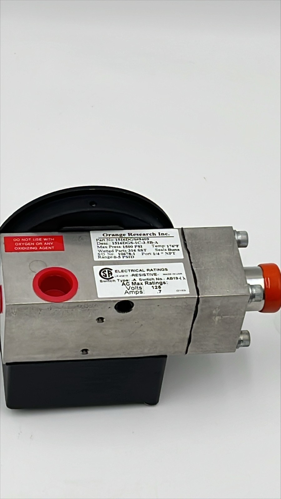 ORANGE RESEARCH 1516DGS-1A-3.5F-10 1500 PSI 0-5 PSID 1/4″ NPT IN LINE GAUGE