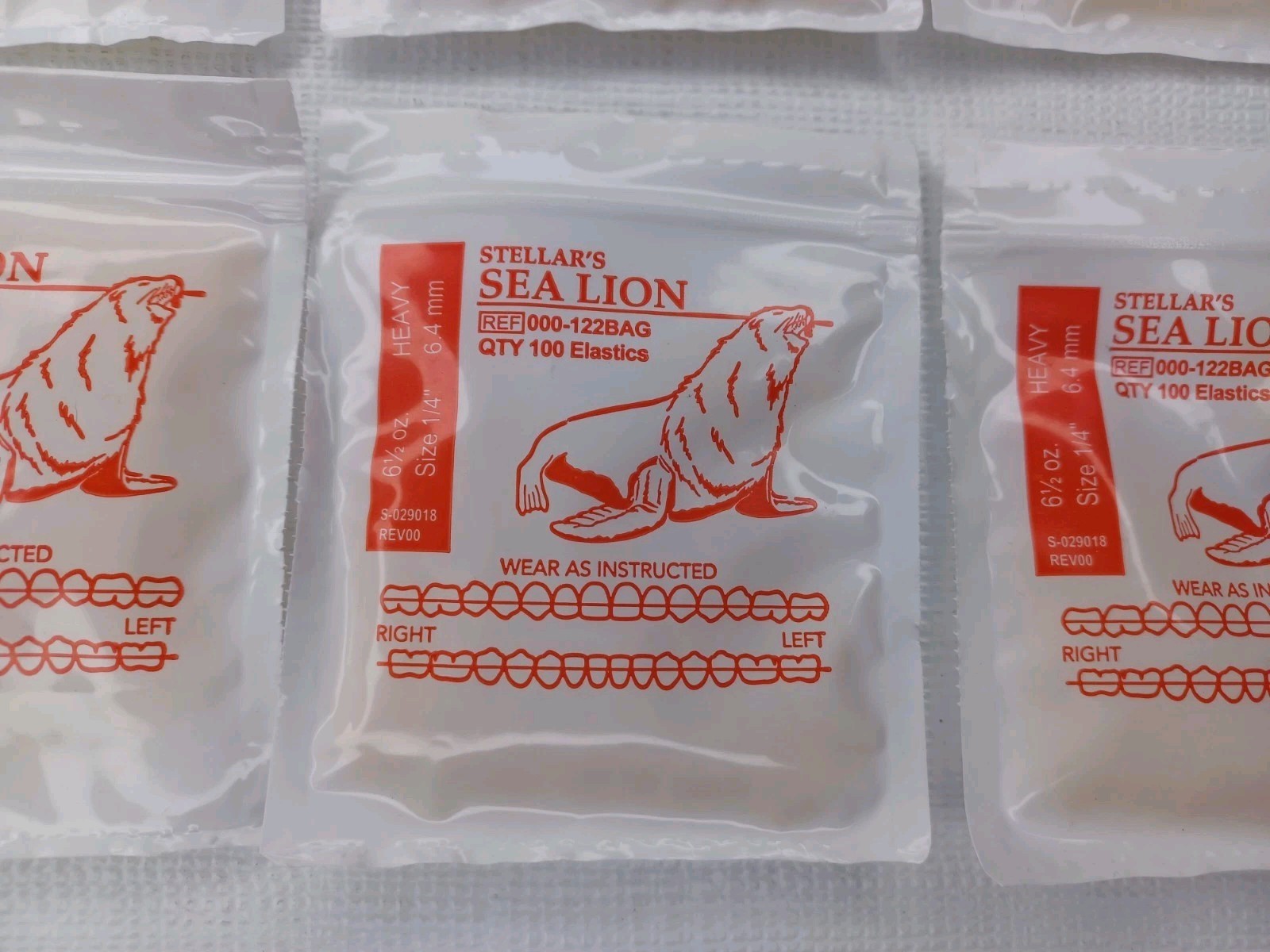 12 Stellar’s Sea Lion 100 Orthodontic Elastics Size 1/4″ Heavy 6.4 mm EXP 2028