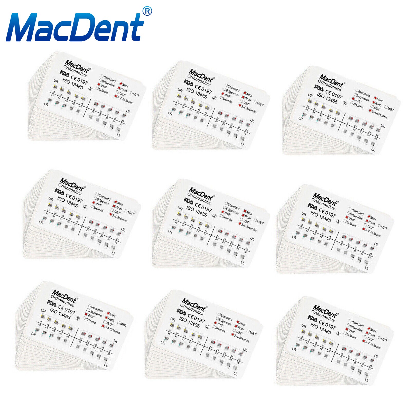 MacDent Dental Orthodontic Metal Brackets Braces Mini/Standard Roth/MBT 022/018