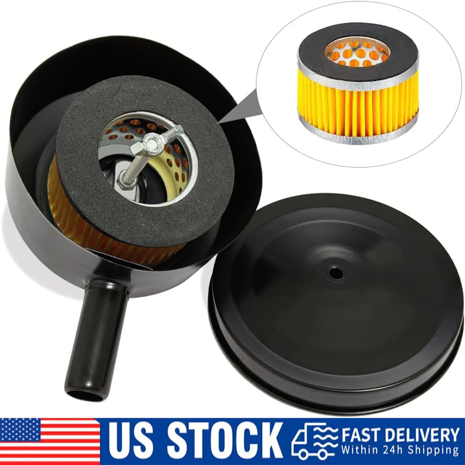 1/2″ 20mm Thread Air Compressor Intake Filter Muffler Silencer Black-Metal T5