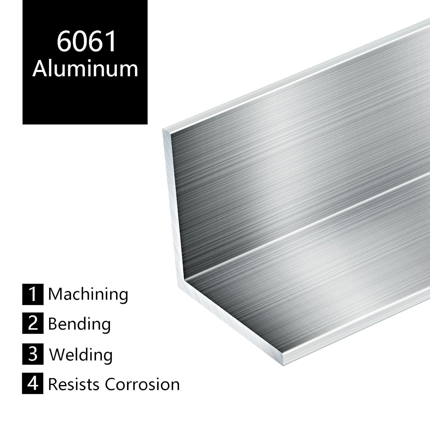 12 PCS Aluminum Angle 1x1x1/16 Inch x 15.55″ 395mm 6061 T6511 Mill Stock L