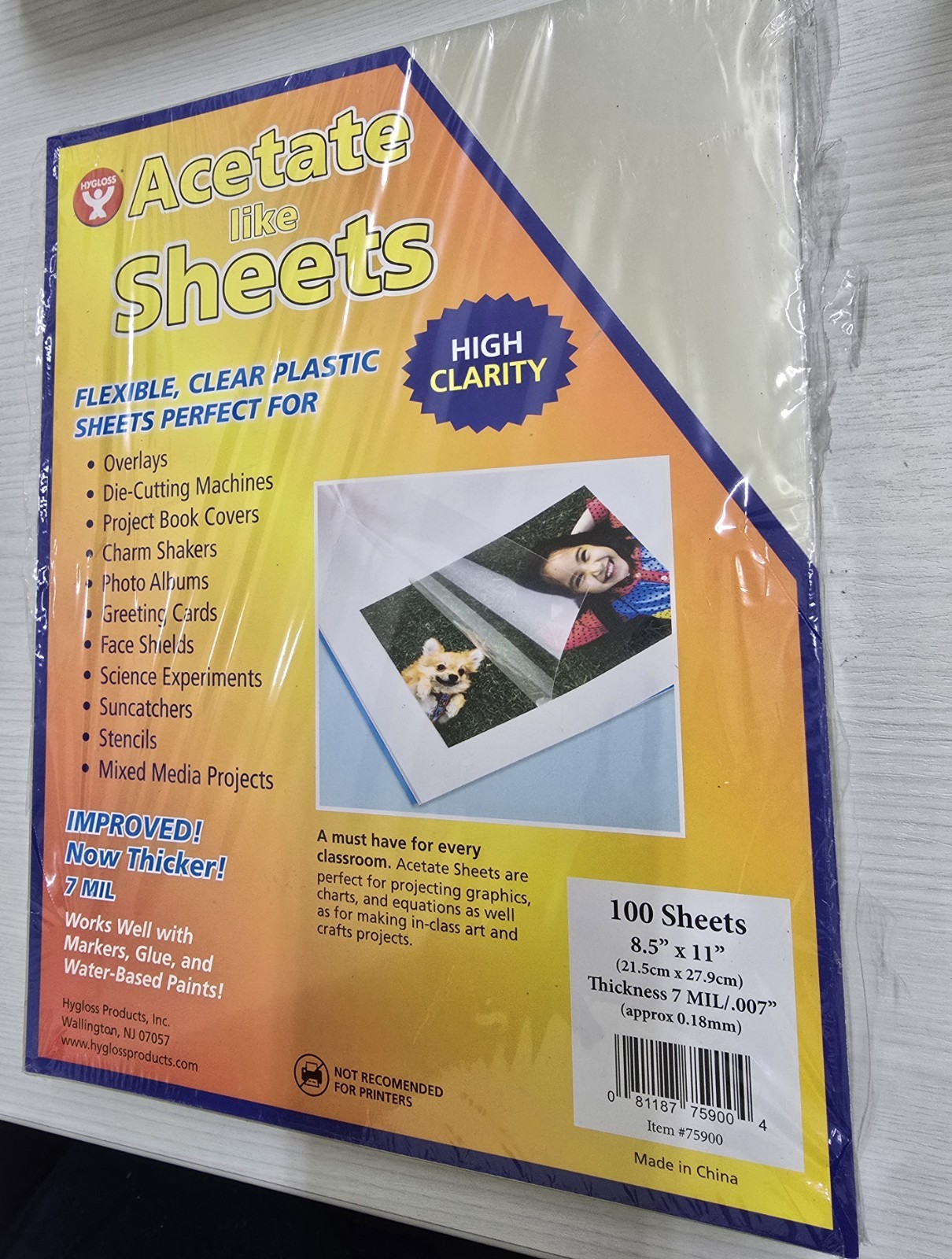 Hygloss Acetate Like Sheets 100 Pack High Clarity 7 MIL Overlays 8.5″ x 11″