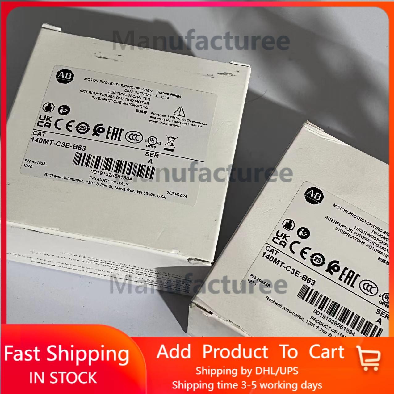 New AB 140MT-C3E-B63 Motor Protection Breaker 140MT-C3E-B63 US Free Tax