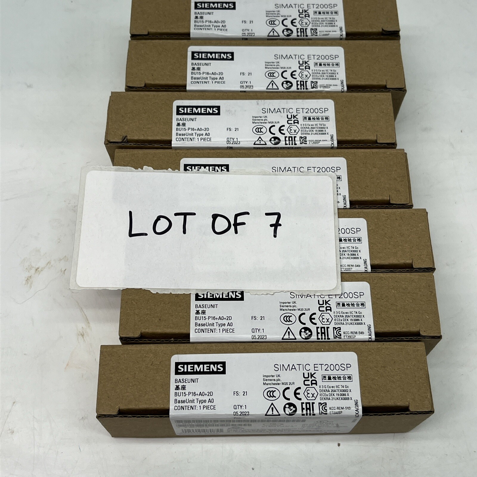 7pk Siemens 6ES7193-6BP00-0DA0 SIMATIC ET 200SP Base, BU Type A0, Factory Sealed
