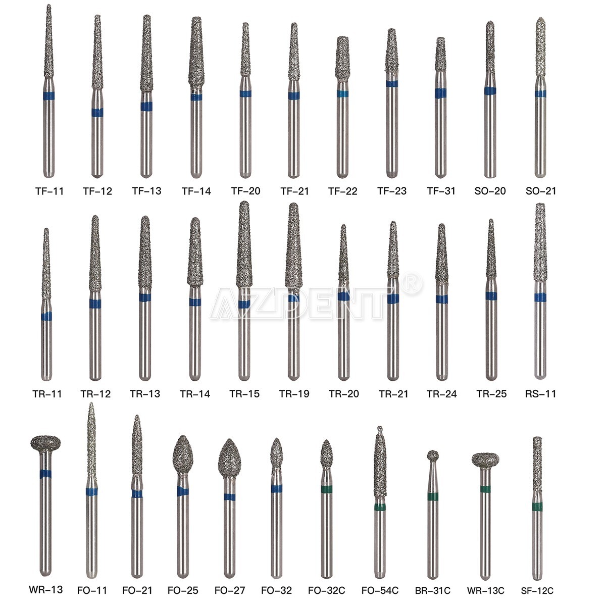 10Pcs Dental Diamond Burs FG Needle Taper TC-11EF Extra Fine Grit High Speed