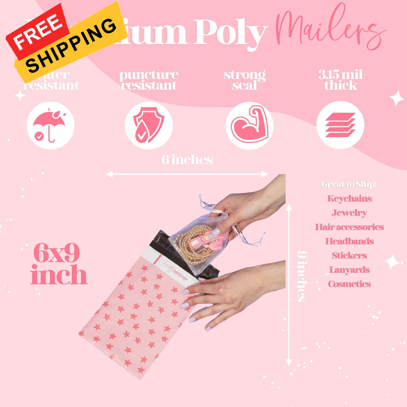 Pretty Package Store Designer Poly Mailer Variety Pack 6×9, 10×13, 14.5×19